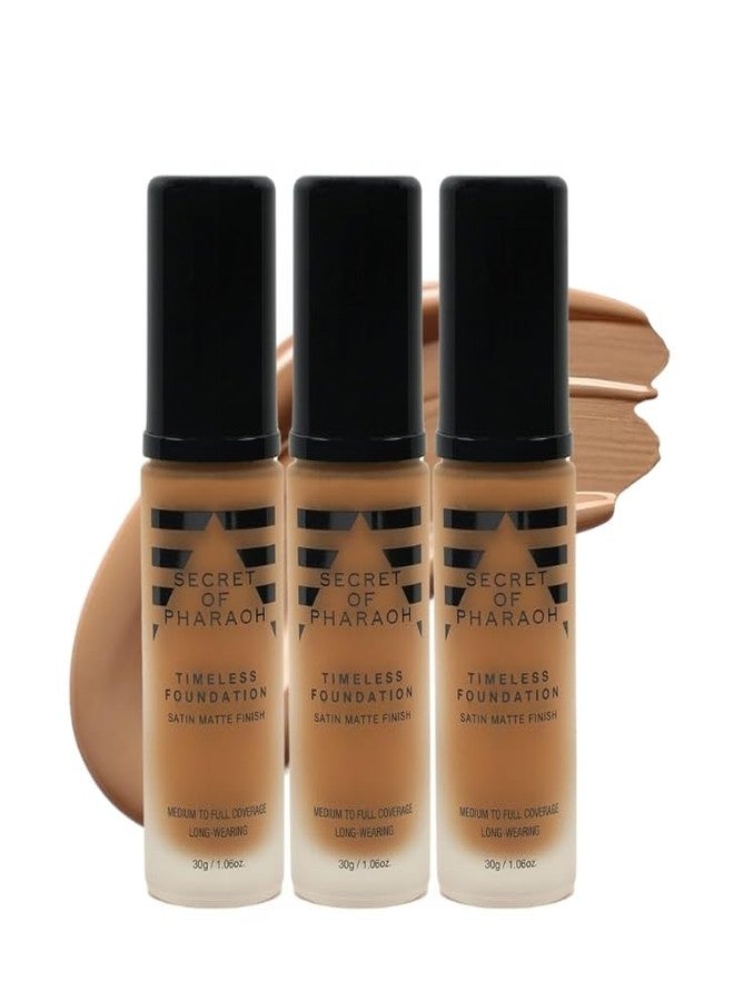 EBIN NEW YORK Foundation Full Coverage - 3x Secret of Pharaoh Timeless Foundation - Cocao by EBIN NEW YORK bundle Buildable Satin Matte Finish, Medium to Full Coverage, Oil Absorbing - Gift Set (3 Items) - Image 1